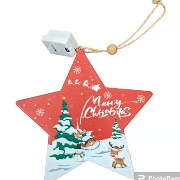 6PC LED HANGING CHRISTMAS ORNAMENT GIFT TAGS LIGHT SET DECORATIONS - NEW - Picture 2 of 9